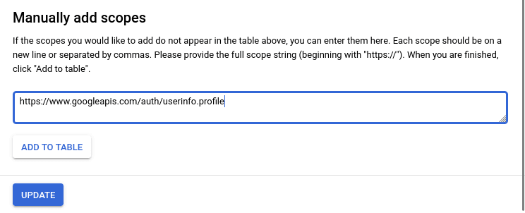 google oauth scopes added
